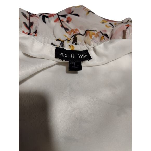 As U Wish Womens Romper Dress Large White Floral Print Cold Shoulder Hi-Low Maxi - Picture 8 of 9